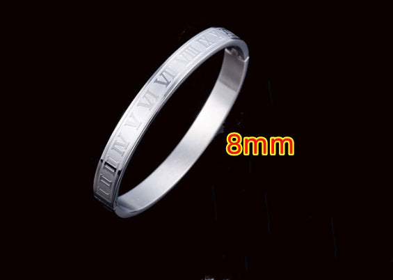 Creative Roman Digital Titanium Steel Bracelet & Ring Set