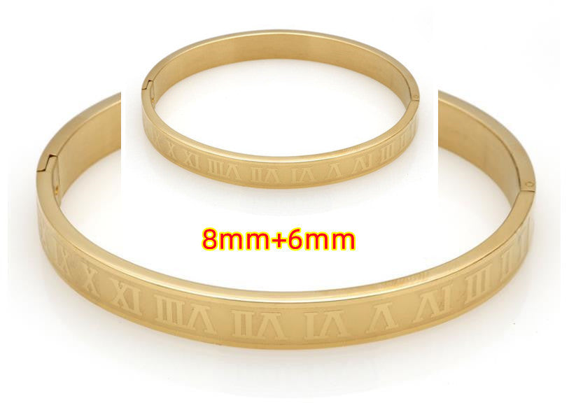 Creative Roman Digital Titanium Steel Bracelet & Ring Set