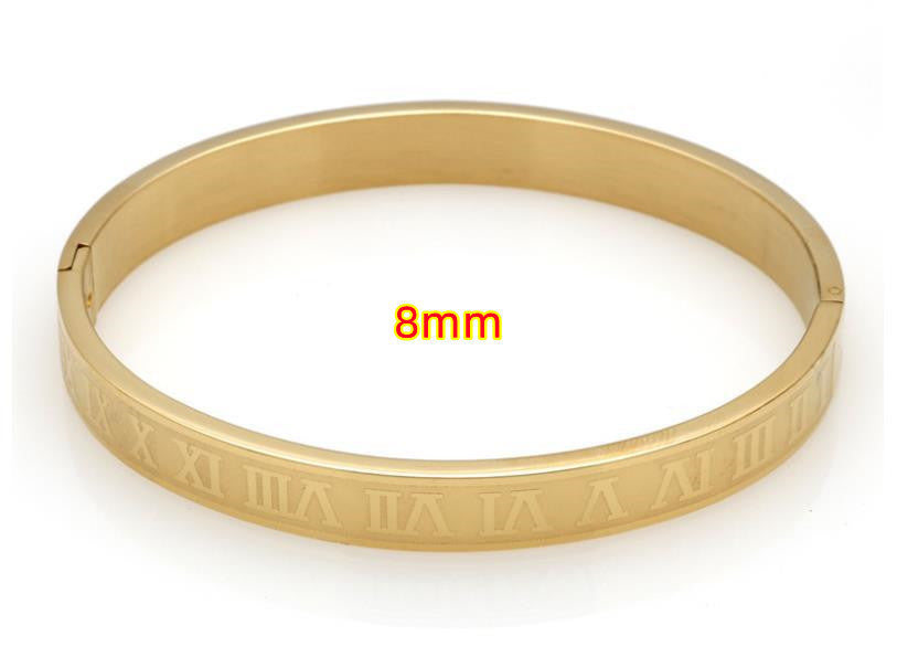 Creative Roman Digital Titanium Steel Bracelet & Ring Set