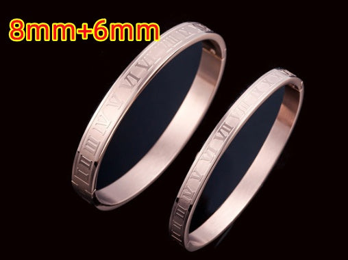 Creative Roman Digital Titanium Steel Bracelet & Ring Set