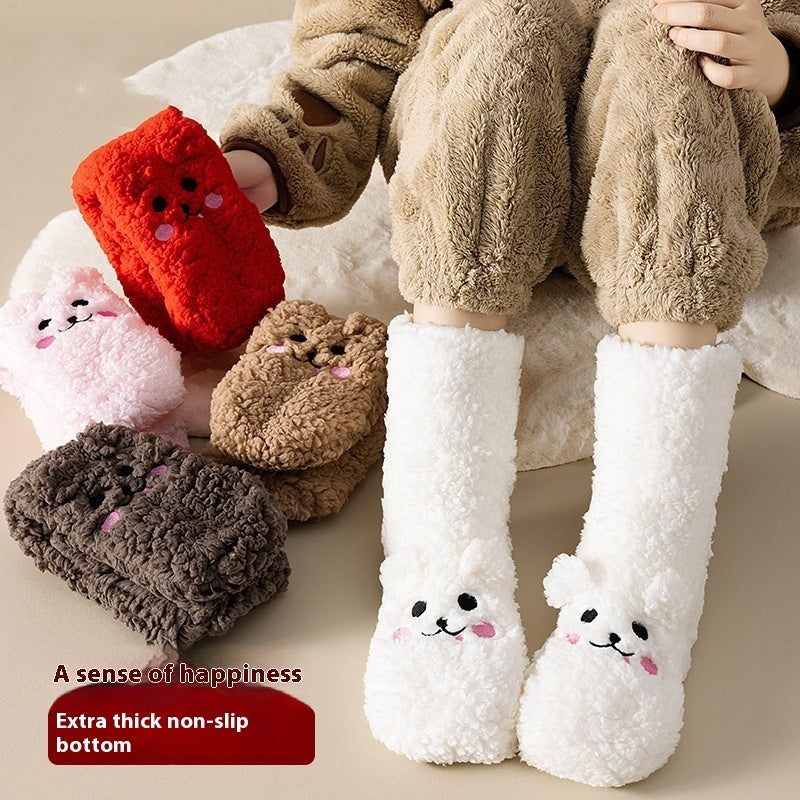Ultra-Cozy Winter Socks: Velvet Warmth, Cute Design & Non-Slip Comfort!