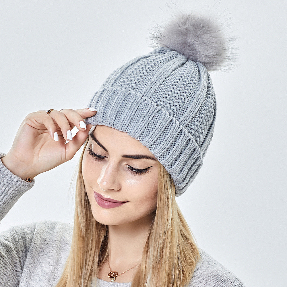 Luxury Satin-Lined Winter Beanie with Faux Fur Pom
