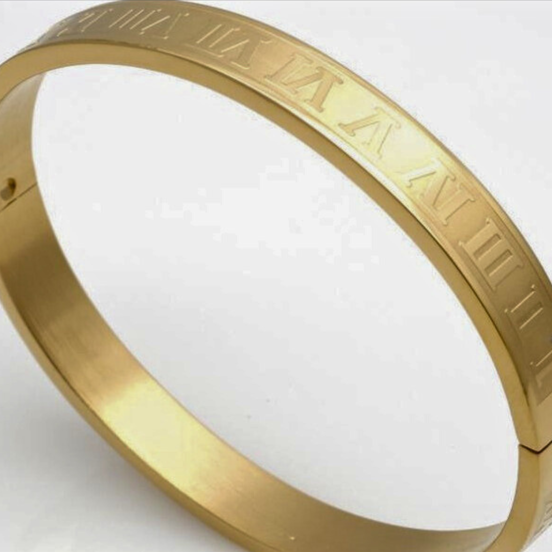 Creative Roman Digital Titanium Steel Bracelet & Ring Set