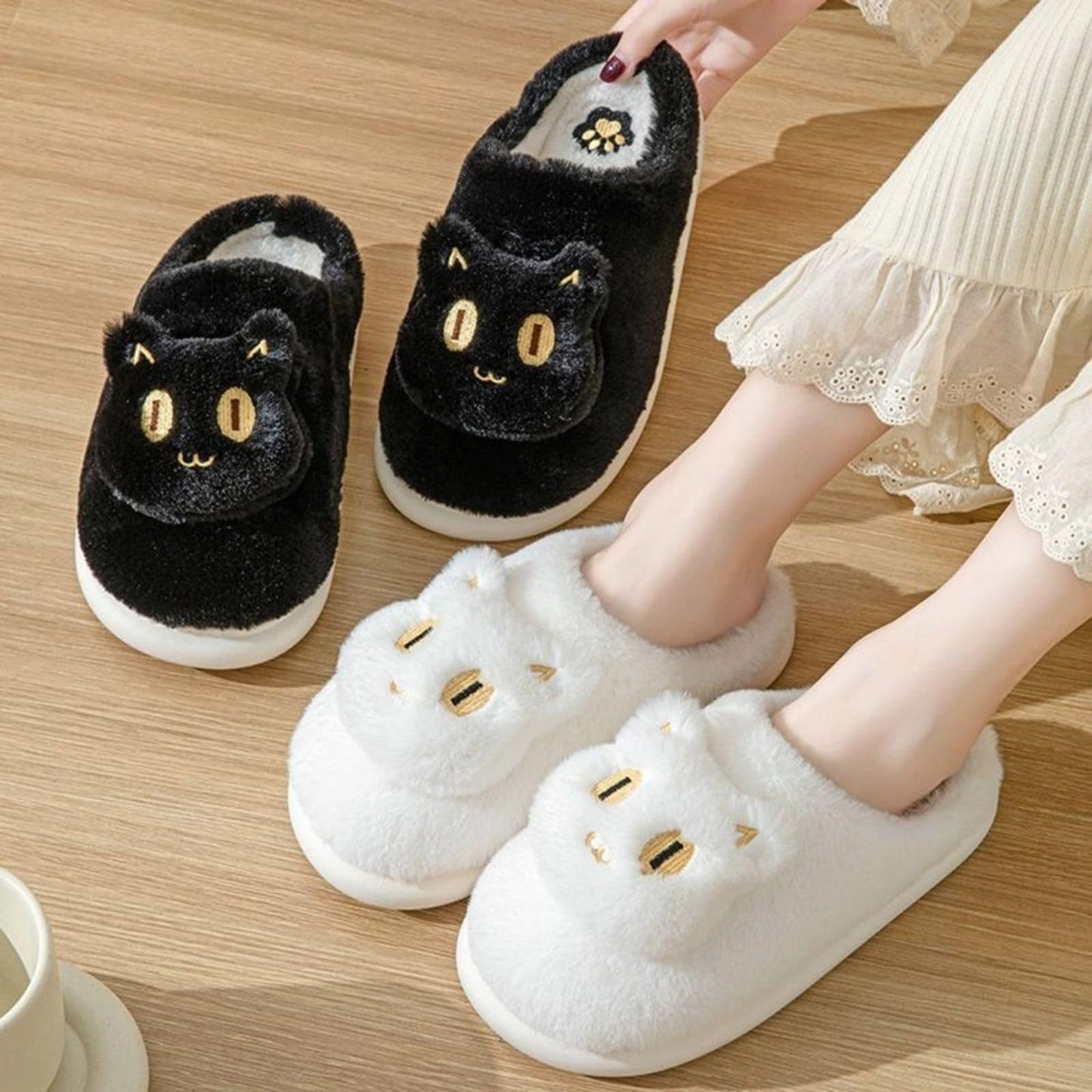 Comfy Cotton Cat Slippers – Soft, Plush & Warm Slip-Ons for Couples – Perfect for Winter!