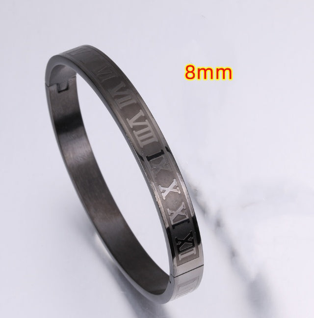 Creative Roman Digital Titanium Steel Bracelet & Ring Set