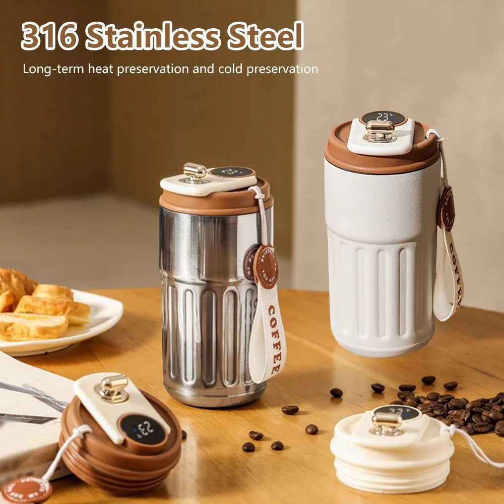 Smart Digital Thermos – Insulated Travel Mug for Hot & Cold Drinks