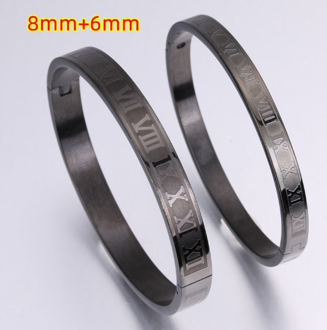 Creative Roman Digital Titanium Steel Bracelet & Ring Set
