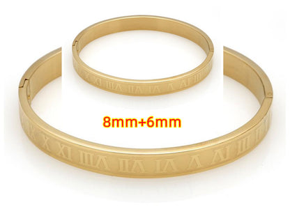 Creative Roman Digital Titanium Steel Bracelet & Ring Set