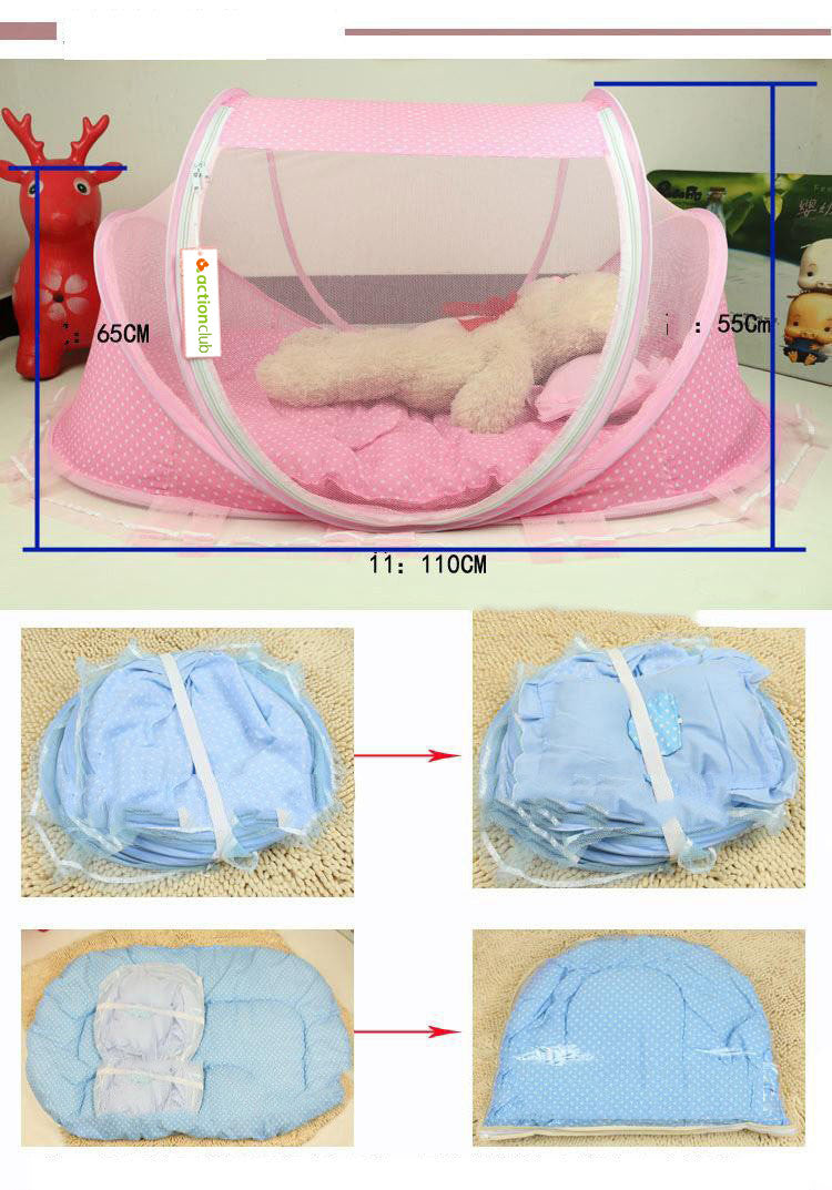 Foldable Baby Bed Net With Pillow – 2-Piece Set