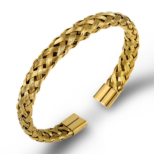 Creative Roman Digital Titanium Steel Bracelet & Ring Set