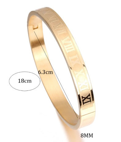 Creative Roman Digital Titanium Steel Bracelet & Ring Set