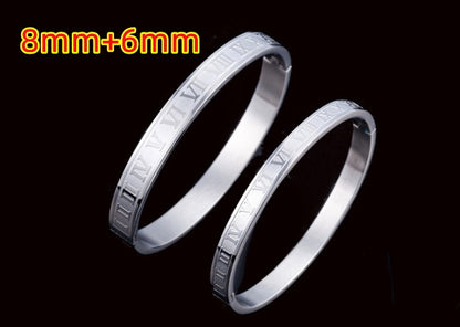 Creative Roman Digital Titanium Steel Bracelet & Ring Set